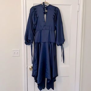 Self Portrait Tie Satin Midi Dress